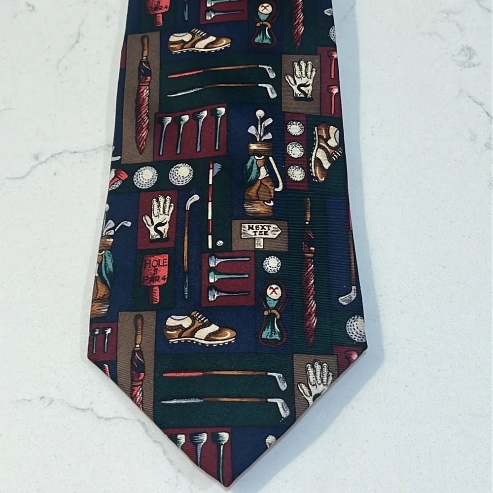Alynn Golf Novelty Neckware Multicolor Silk Men's Tie